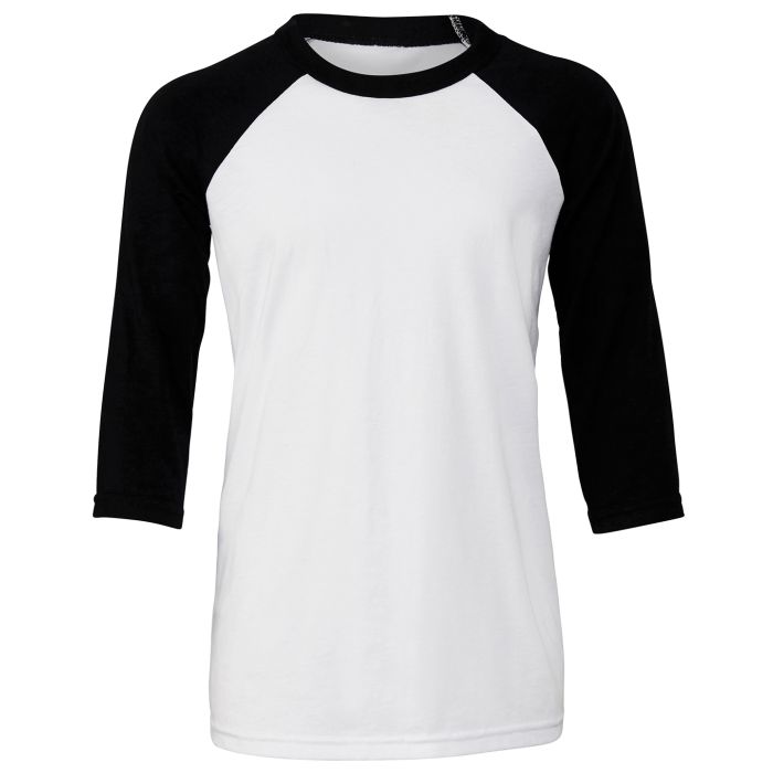 Youth ¾ sleeve baseball tee - White/Black - S Youth ¾ sleeve baseball tee - White/Black - S