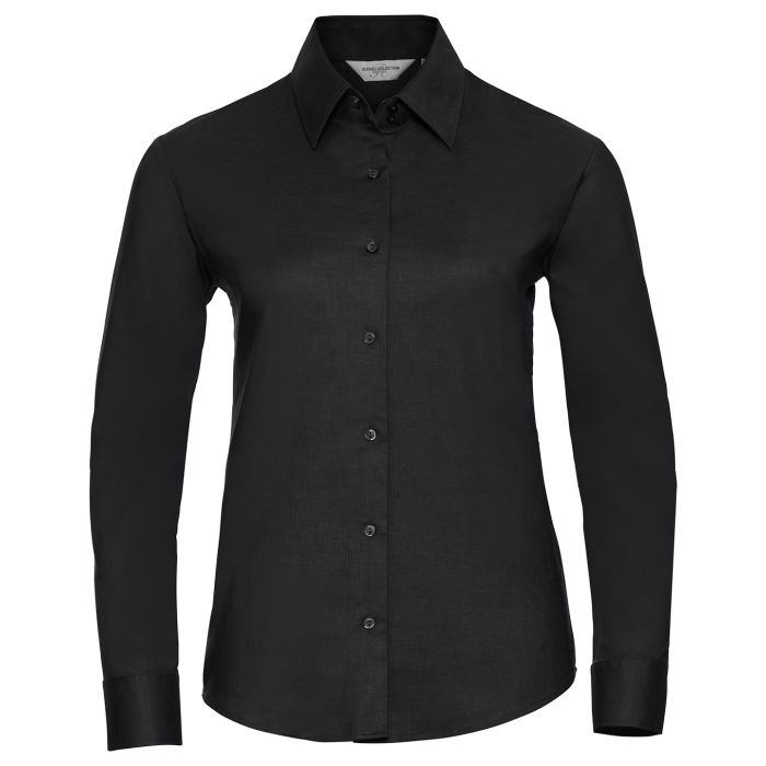 Women's long sleeve easycare Oxford shirt - Black - XS Women's long sleeve easycare Oxford shirt - Black - XS