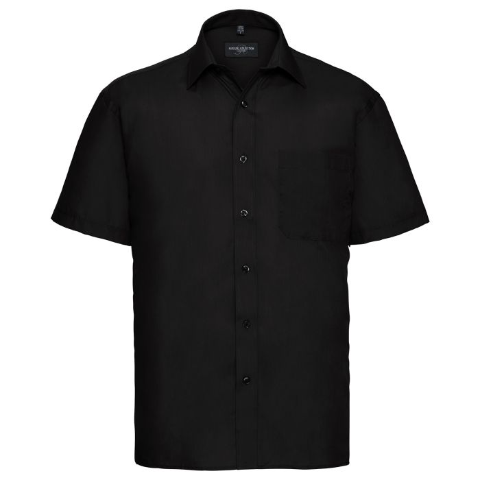 Short sleeve polycotton easycare poplin shirt - Black - M Short sleeve polycotton easycare poplin shirt - Black - M