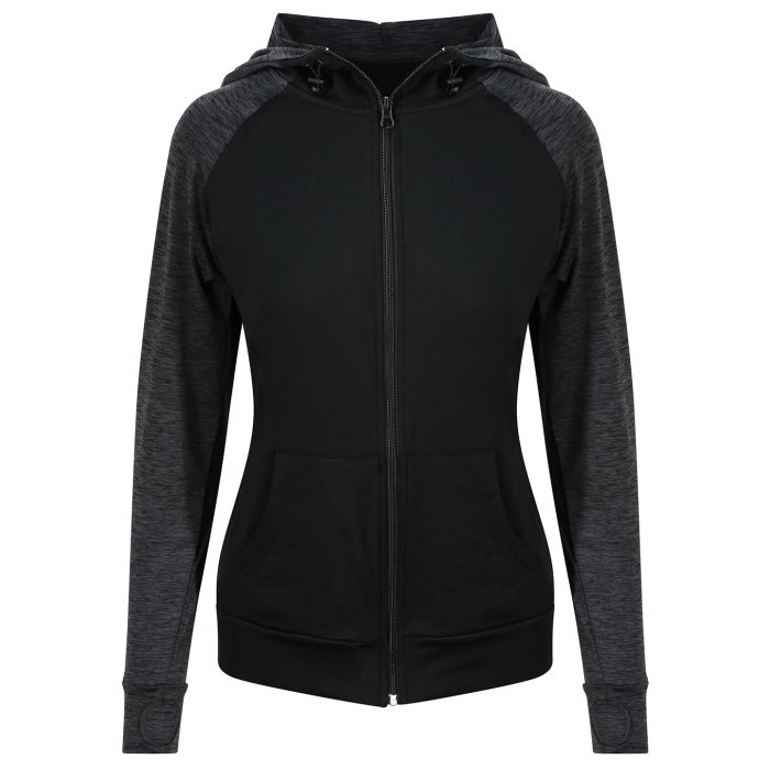 Women's cool contrast zoodie - Black/Black Slate Melange - XS Women's cool contrast zoodie - Black/Black Slate Melange - XS