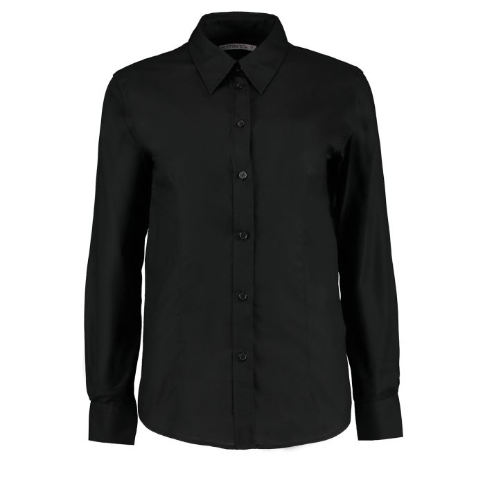 Women's workplace Oxford blouse long-sleeved (tailored fit) - Black - Wom 8 Women's workplace Oxford blouse long-sleeved (tailored fit) - Black - Wom 8