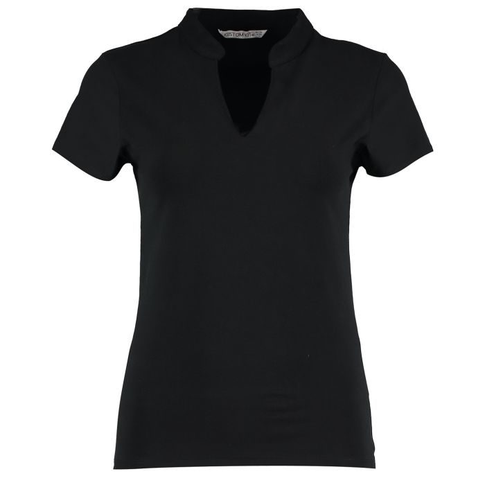 Women's corporate short-sleeved top v-neck mandarin collar (regular fit) - Black - Wom 8/10 Women's corporate short-sleeved top v-neck mandarin collar (regular fit) - Black - Wom 8/10