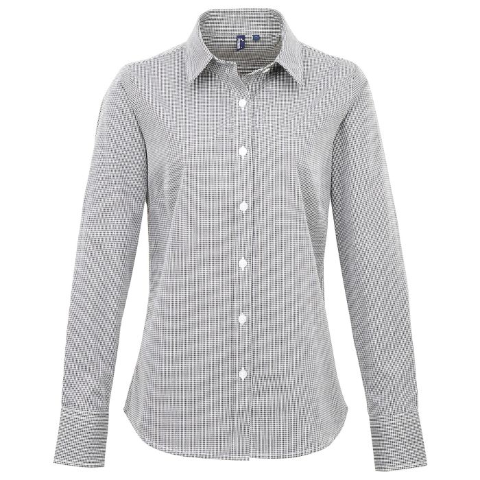 Women's Microcheck (Gingham) long sleeve cotton shirt - Black/White - XS Women's Microcheck (Gingham) long sleeve cotton shirt - Black/White - XS