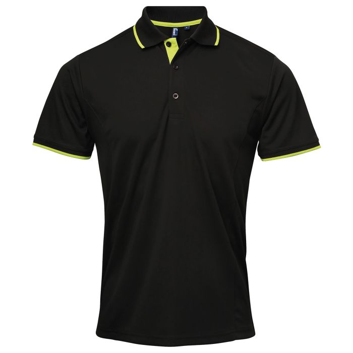 Contrast Coolchecker® polo - Black/Lime - M Contrast Coolchecker® polo - Black/Lime - M