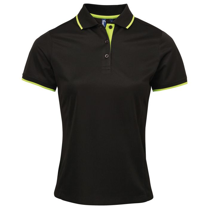 Women's contrast Coolchecker® polo - Black/Lime - XS Women's contrast Coolchecker® polo - Black/Lime - XS