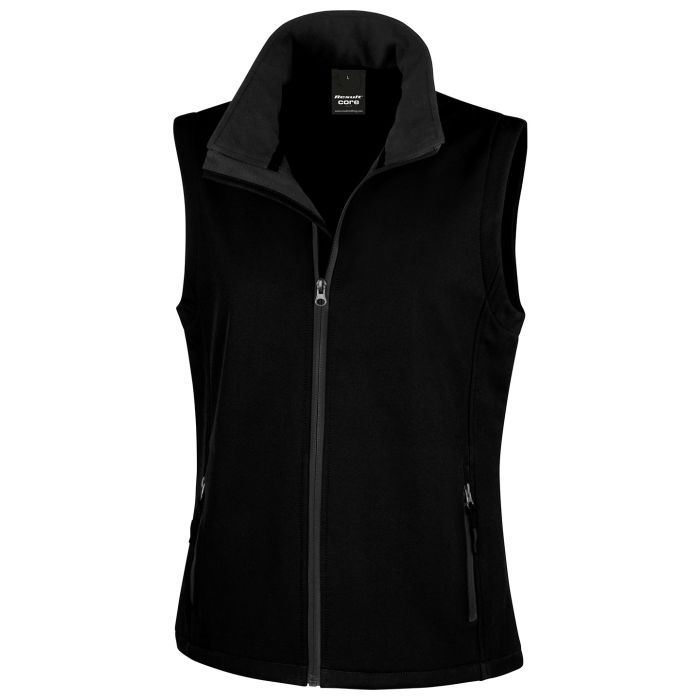 Women's printable softshell bodywarmer - Black/Black - XS Women's printable softshell bodywarmer - Black/Black - XS