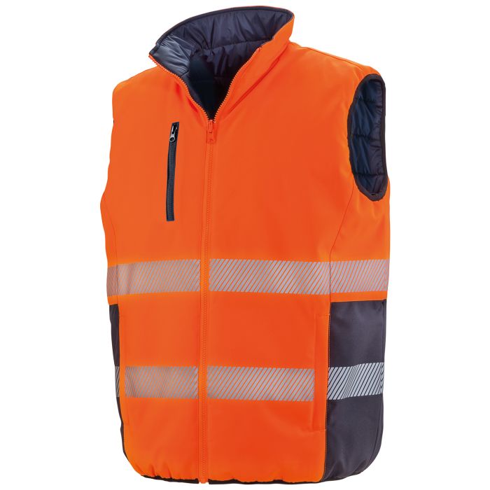 Reversible soft padded gilet - Fluorescent Orange/Navy - S Reversible soft padded gilet - Fluorescent Orange/Navy - S