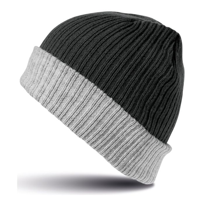 Double-layer knitted hat - Black/Grey - One size Double-layer knitted hat - Black/Grey - One size