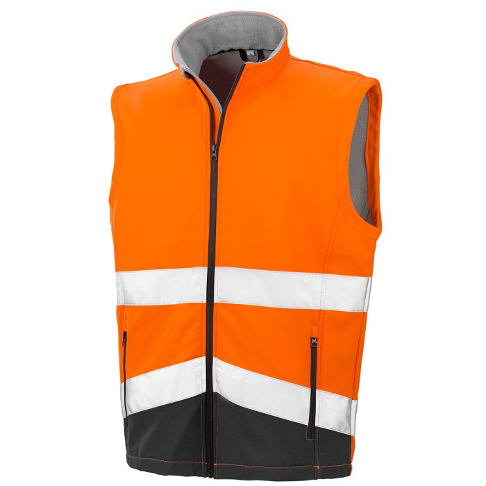 Printable safety softshell gilet - Fluorescent Orange/Black - S Printable safety softshell gilet - Fluorescent Orange/Black - S