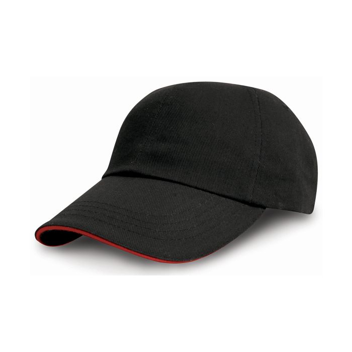 Heavy cotton drill pro-style with sandwich peak - Black/Red - One size Heavy cotton drill pro-style with sandwich peak - Black/Red - One size
