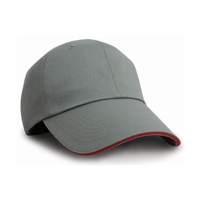 Herringbone cap with sandwich peak - Grey/Red - One size Herringbone cap with sandwich peak - Grey/Red - One size