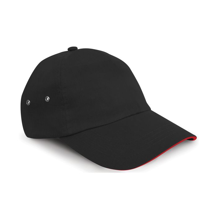 Printers plush cotton 5-panel cap - Black/Red - One size Printers plush cotton 5-panel cap - Black/Red - One size