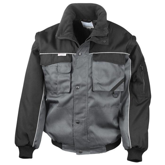 Work-Guard zip sleeve heavy-duty pilot jacket - Grey/Black - S Work-Guard zip sleeve heavy-duty pilot jacket - Grey/Black - S