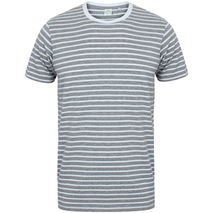 Unisex striped T - Heather Grey/White - XXS Unisex striped T - Heather Grey/White - XXS