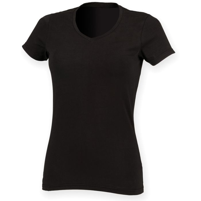 Feel good women's stretch v-neck t-shirt - Black - S Feel good women's stretch v-neck t-shirt - Black - S