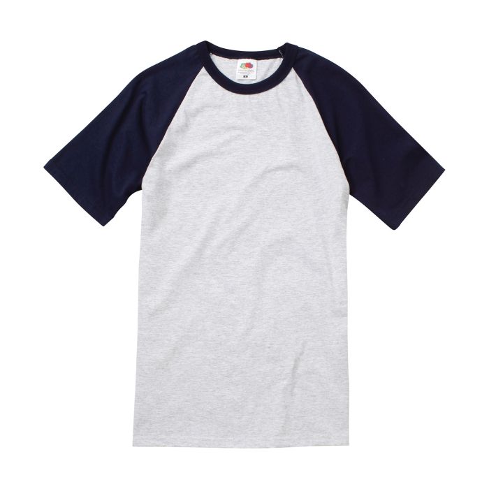 Short sleeve baseball T - Heather Grey/Deep Navy - M Short sleeve baseball T - Heather Grey/Deep Navy - M