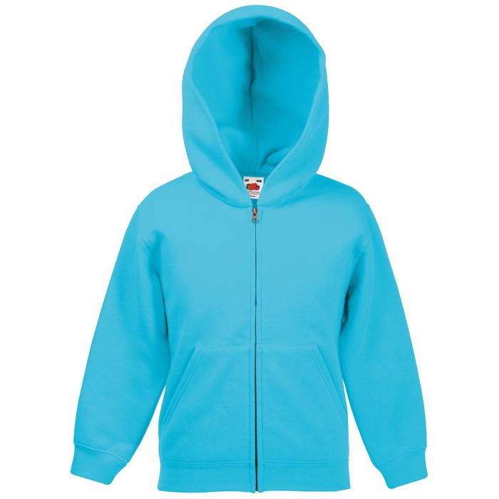 Kids classic hooded sweatshirt jacket - Azure Blue - 5/6 Years Kids classic hooded sweatshirt jacket - Azure Blue - 5/6 Years