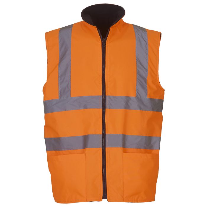 Hi-vis reversible fleece bodywarmer (HV008F) - Orange - S Hi-vis reversible fleece bodywarmer (HV008F) - Orange - S