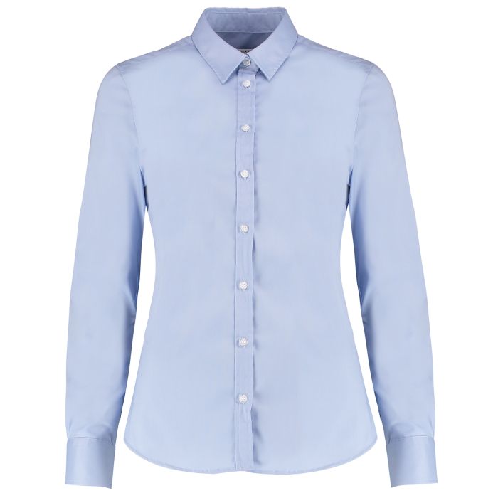 Women's stretch Oxford shirt long-sleeved (tailored fit) - Light Blue - Wom 6 Women's stretch Oxford shirt long-sleeved (tailored fit) - Light Blue - Wom 6