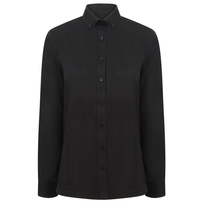 Women's modern long sleeve Oxford shirt - Black - XS Women's modern long sleeve Oxford shirt - Black - XS