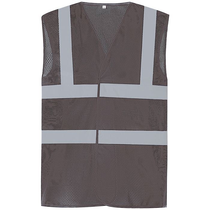 Top cool open mesh 2-band-and-braces waistcoat (HVW120) - Grey - M Top cool open mesh 2-band-and-braces waistcoat (HVW120) - Grey - M