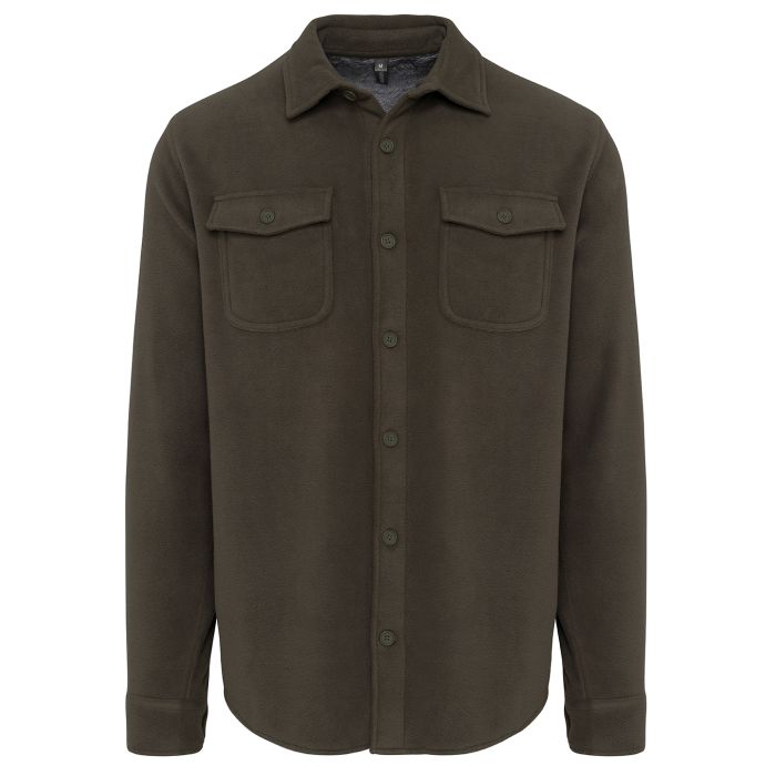 Sherpa-lined fleece overshirt - Dark Khaki/Storm Grey - S Sherpa-lined fleece overshirt - Dark Khaki/Storm Grey - S