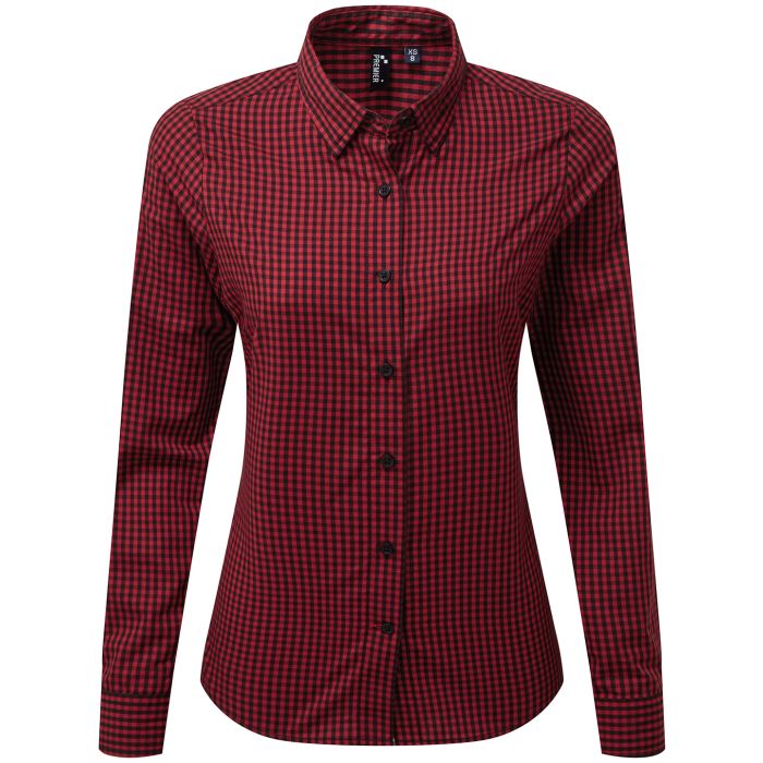 Women's Maxton check long sleeve shirt - Black/Red - XS Women's Maxton check long sleeve shirt - Black/Red - XS