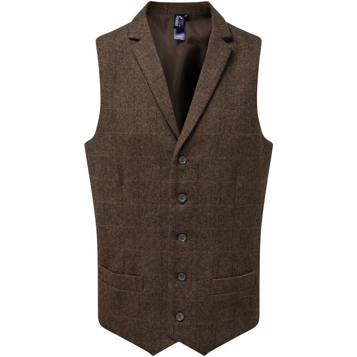 Herringbone waistcoat - Brown Check - S Herringbone waistcoat - Brown Check - S
