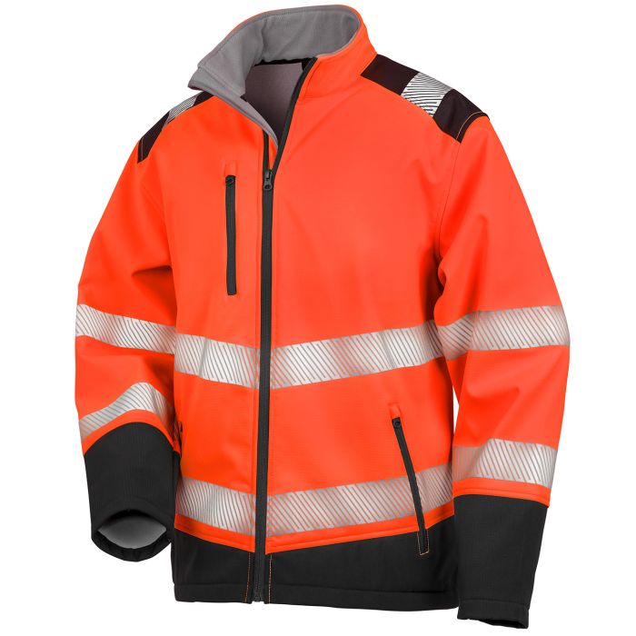 Printable ripstop safety softshell - Fluorescent Orange/Black - S Printable ripstop safety softshell - Fluorescent Orange/Black - S