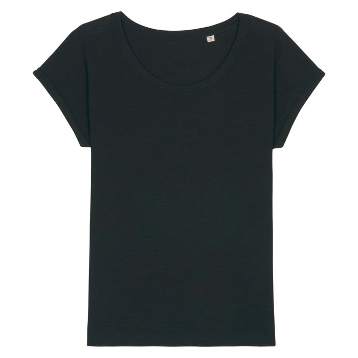 Women's Stella Rounders slub rolled sleeve slub t-shirt (STTW112) - Black - XS Women's Stella Rounders slub rolled sleeve slub t-shirt (STTW112) - Black - XS