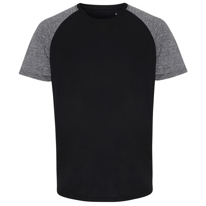 TriDri® contrast sleeve performance t-shirt - Black/Black Melange - S TriDri® contrast sleeve performance t-shirt - Black/Black Melange - S