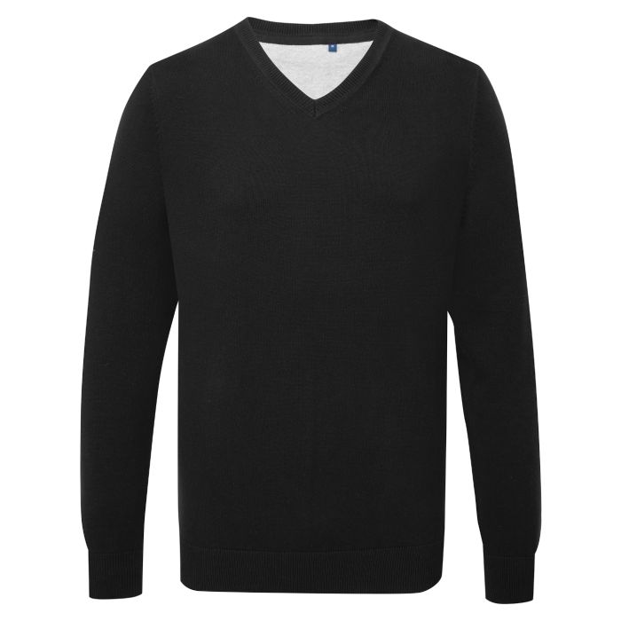 Men's cotton blend v-neck sweater - Black - S Men's cotton blend v-neck sweater - Black - S