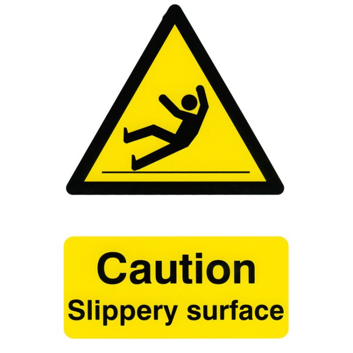 CAUTION SLIPPERY SURFACE 200MM X 300MM - White/Yellow CAUTION SLIPPERY SURFACE 200MM X 300MM - White/Yellow