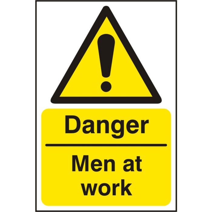 DANGER MEN AT WORK SAV 200MM X 300MM - White/Yellow DANGER MEN AT WORK SAV 200MM X 300MM - White/Yellow
