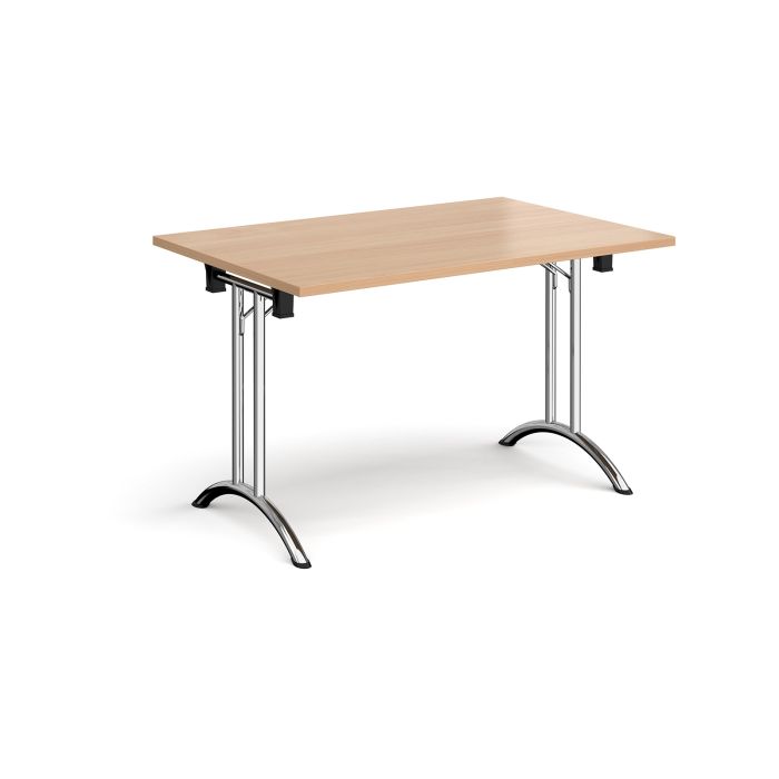 Rectangular folding leg table with curved feet-Beech Rectangular folding leg table with curved feet-Beech