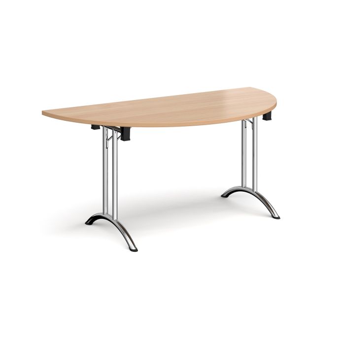 Semi circular folding leg table with curved feet-Beech