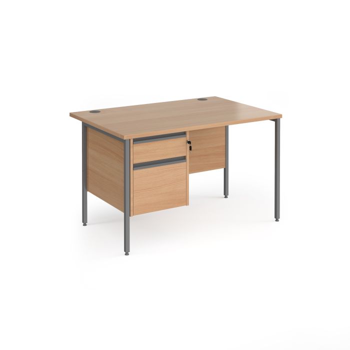 Contract 25 H-Frame straight desk with 2 drawer pedestal-Beech Contract 25 H-Frame straight desk with 2 drawer pedestal-Beech