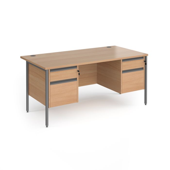 Contract 25 H-Frame straight desk with 2 and 2 drawer peds-Beech Contract 25 H-Frame straight desk with 2 and 2 drawer peds-Beech