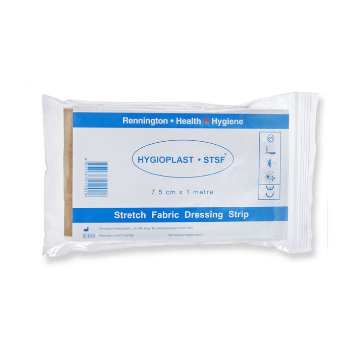 HYGIO PLAST DRESSING STRIP FABRIC 7.5cm X 1m - Flesh HYGIO PLAST DRESSING STRIP FABRIC 7.5cm X 1m - Flesh