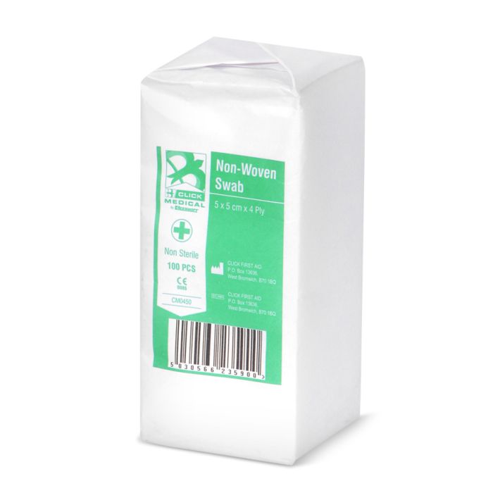 CLICK MEDICAL GAUZE SWABS 5CM X 5CM NON STERILE - White CLICK MEDICAL GAUZE SWABS 5CM X 5CM NON STERILE - White