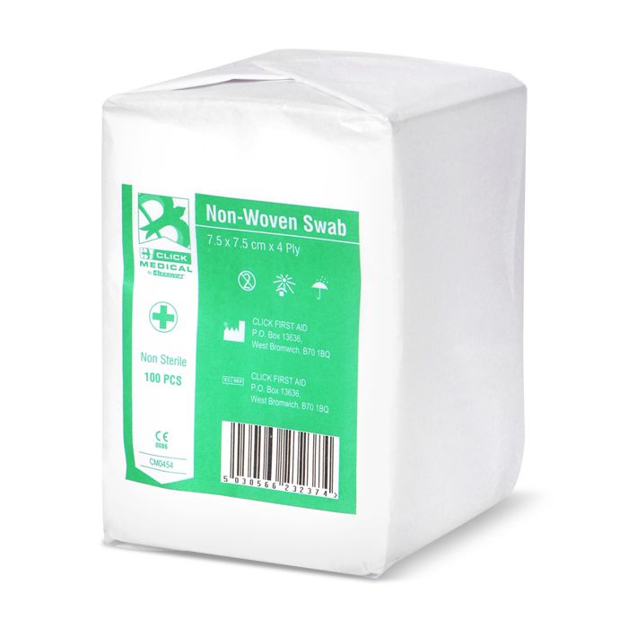 CLICK MEDICAL GAUZE SWABS 7.5 X 7.5CM NON STERILE - White CLICK MEDICAL GAUZE SWABS 7.5 X 7.5CM NON STERILE - White