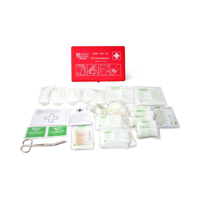 GERMAN VEHICLE FIRST AID KIT DIN 13164 IN TRAVEL BOX - Red GERMAN VEHICLE FIRST AID KIT DIN 13164 IN TRAVEL BOX - Red
