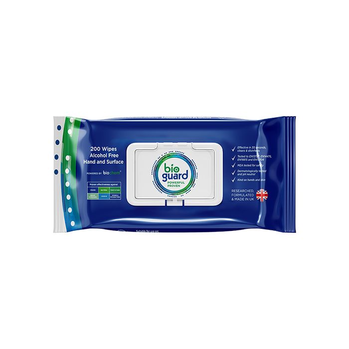 BIOGUARD 200 SOFT PACK HAND AND SURFACE WIPE ALCOHOL FREE - Blue BIOGUARD 200 SOFT PACK HAND AND SURFACE WIPE ALCOHOL FREE - Blue
