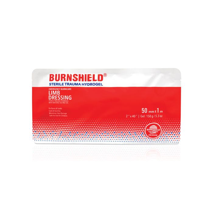 BURNSHIELD STERILE TRAUMA HYDROGEL LIMB DRESSING - White/Red BURNSHIELD STERILE TRAUMA HYDROGEL LIMB DRESSING - White/Red