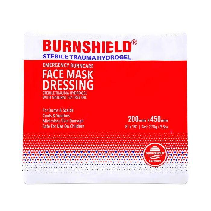 BURNSHIELD STERILE TRAUMA HYDROGEL FACE MASK PRECUT - White/Red BURNSHIELD STERILE TRAUMA HYDROGEL FACE MASK PRECUT - White/Red
