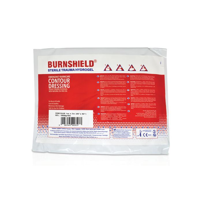 BURNSHIELD STERILE TRAUMA HYDROGEL CONTOUR BURN DRESSING - White/Red BURNSHIELD STERILE TRAUMA HYDROGEL CONTOUR BURN DRESSING - White/Red