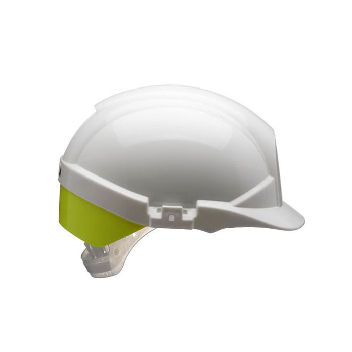 REFLEX SAFETY HELMET WHEEL RATCHET C/W YELLOW FLASH - White REFLEX SAFETY HELMET WHEEL RATCHET C/W YELLOW FLASH - White