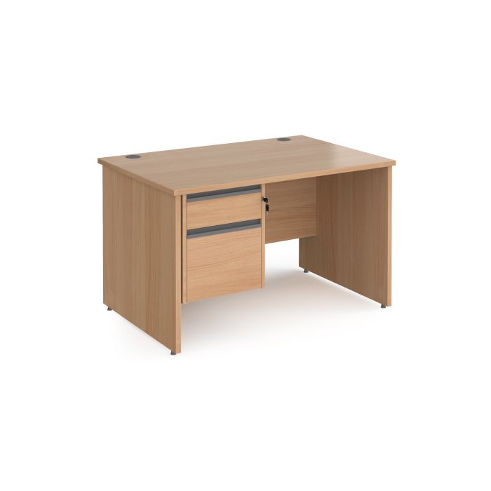 Contract 25 panel leg straight desk with 2 drawer pedestal-Beech Contract 25 panel leg straight desk with 2 drawer pedestal-Beech