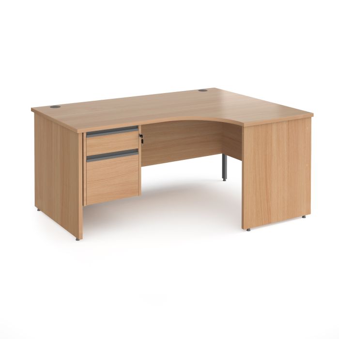 Contract 25 panel leg RH ergonomic desk with 2 drawer ped-Beech Contract 25 panel leg RH ergonomic desk with 2 drawer ped-Beech