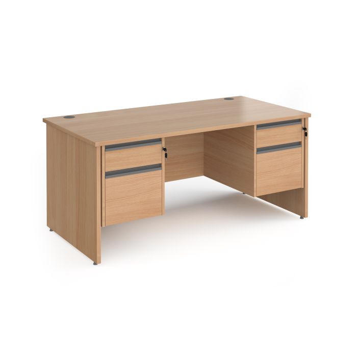 Contract 25 panel leg straight desk with 2 and 2 drawer peds-Beech Contract 25 panel leg straight desk with 2 and 2 drawer peds-Beech